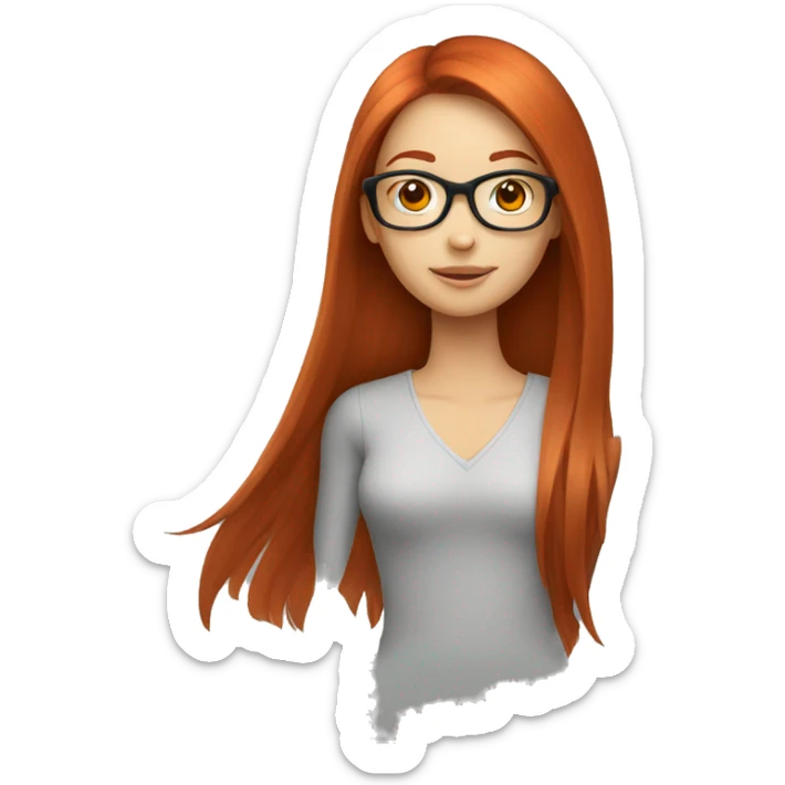 redhead girl with long straight hair and glasses sticker