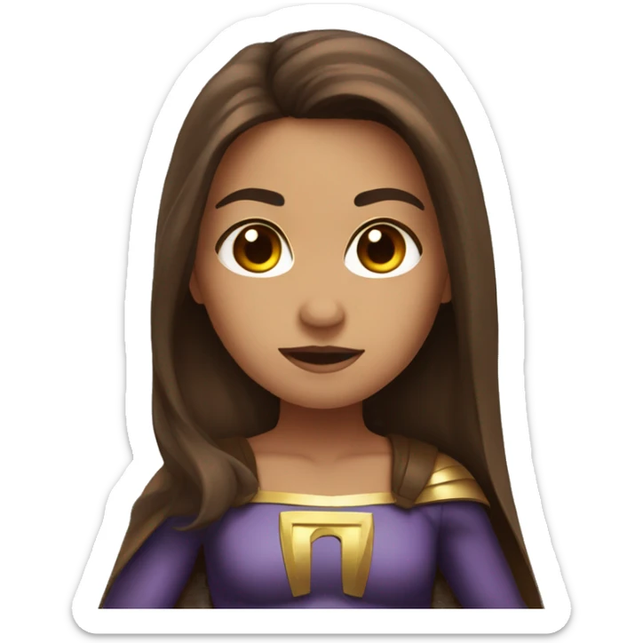 superhero, girl, long brown hair, brown eyes, hispanic sticker