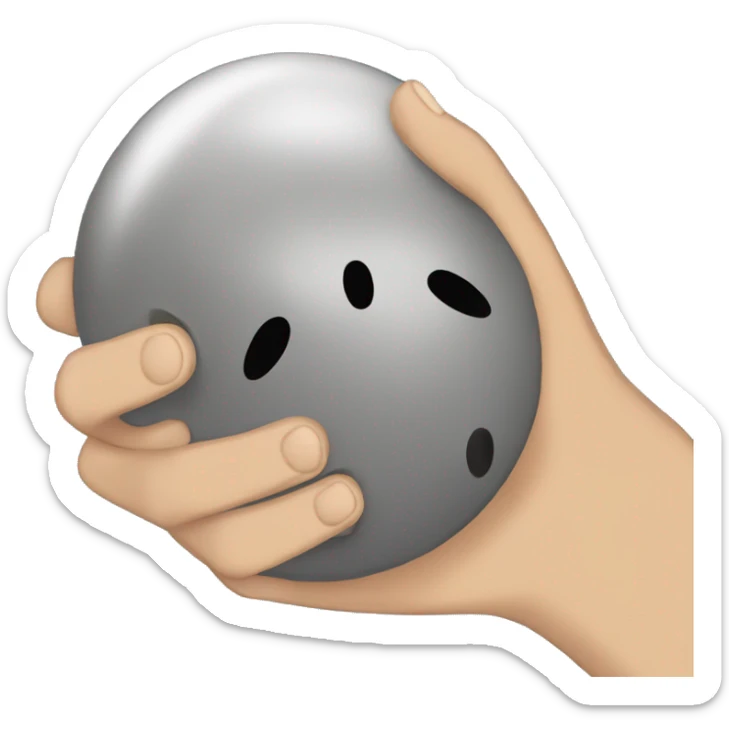 A human hand petting a ballsdex(discord bot) tuvalu countryball sticker