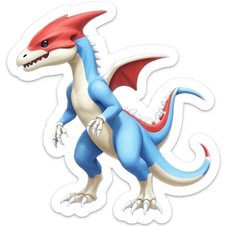Shiny Koraidon-Latios-Marowak-Fakémon-hybrid-creature (full body)  sticker