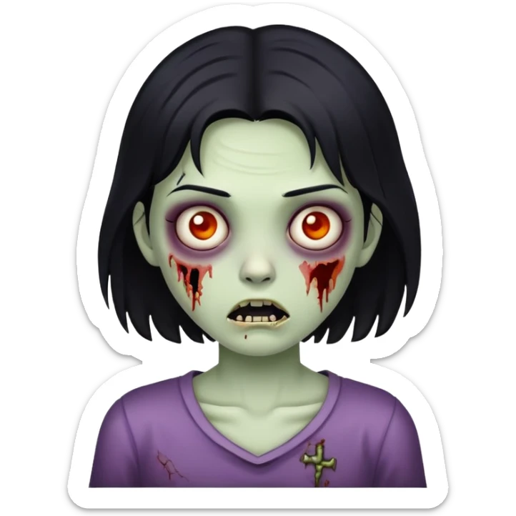 Girl zumbie and black hair sticker