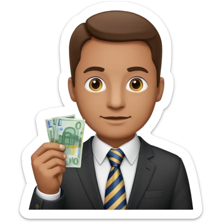 AN UNCLE with a tie in business clothes and with euro money
 sticker