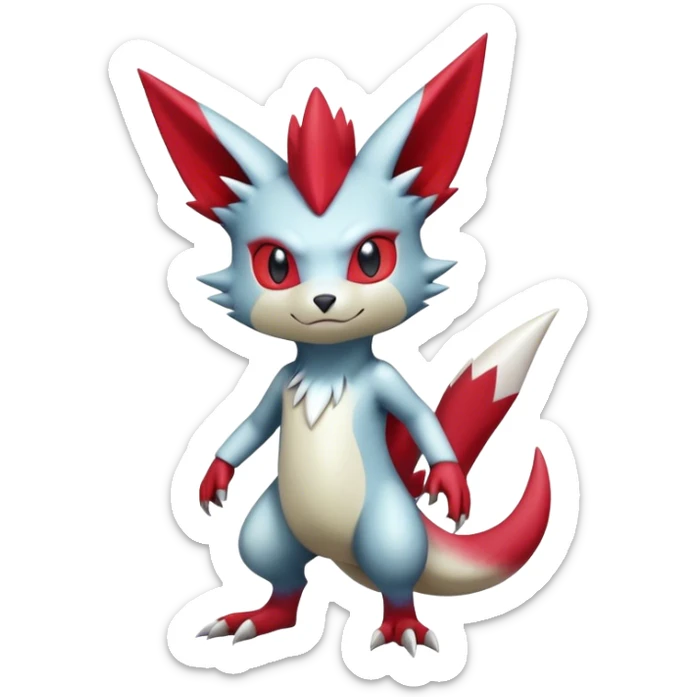 Cute Cool Edgy Shiny Ethereal Legendary Digimon-Sneasel-Zangoose-hybrid full body sticker
