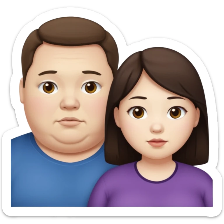 obese brunette white guy with obese brunette asian girl sticker