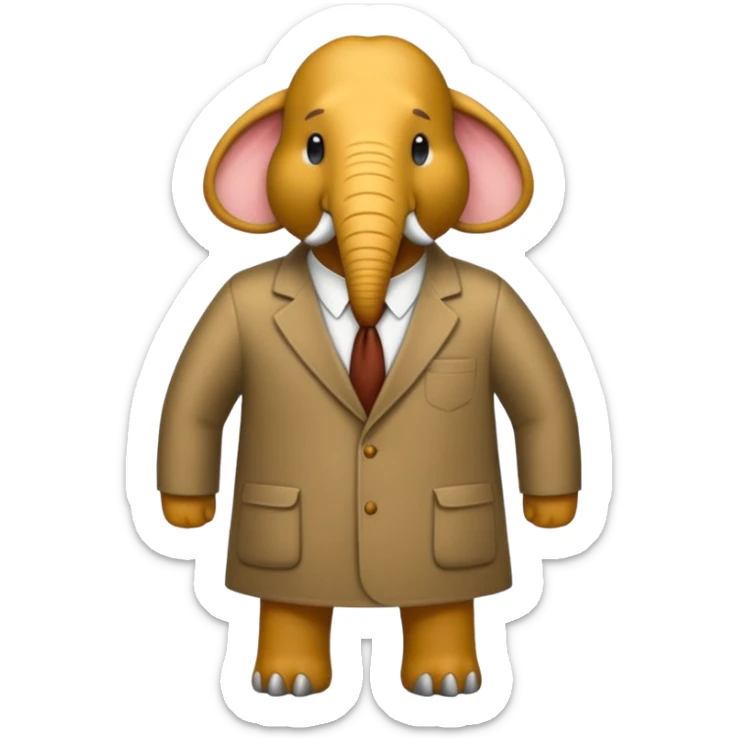 mamut vestido de ejecutivo bancario, con saco, estilo profesional, fondo simple sticker