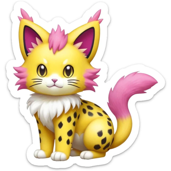 Colorful Liepard-Skitty-Delcatty-Pokémon-Fakémon-hybrid-creature (full body) sticker