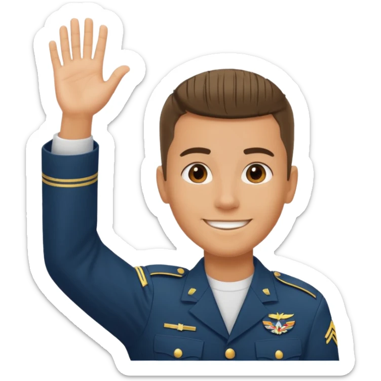 joven trigueno corte militar sonrisa bonita mano arriba sticker