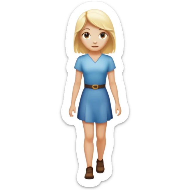 back of blonde woman stands In front at a crossroads between two paths—one illuminated, the other in shadow... scary and sunlight ...she walks the light path  sticker