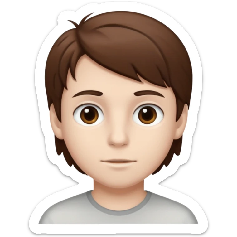 a boy with brown hair and white skin with dark eyes  sticker
