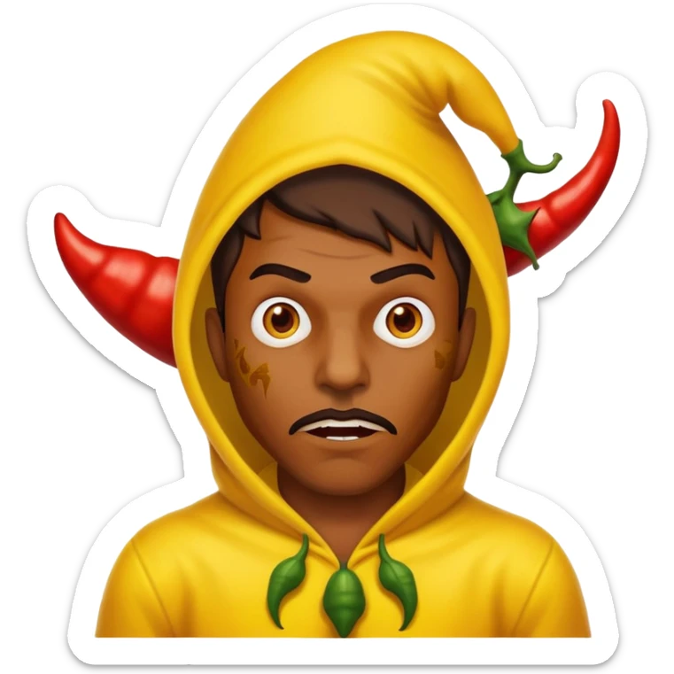 Man which is scary of yellow chilli Trinidad motifs scorpion sticker