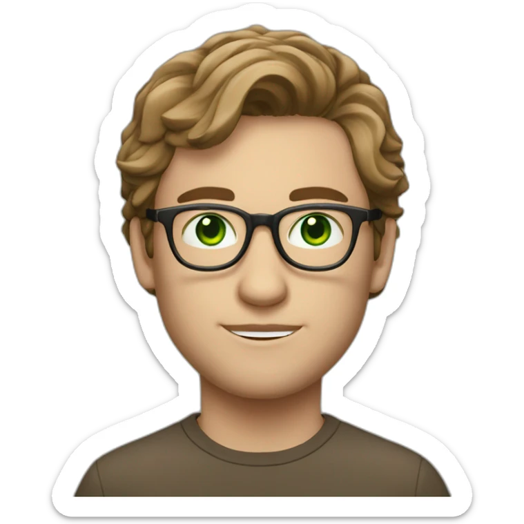 IT guy in round glasses with green eyes and brown hair sticker