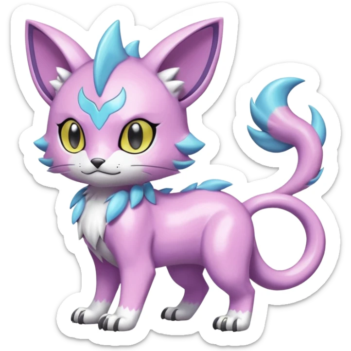 Pastel Shiny Cute Elegant Realistic Adorable Pretty Beautiful Meicoomon-Gatomon-Liepard-Pokémon-Digimon-Fakémon-fusion-hybrid-creature sticker