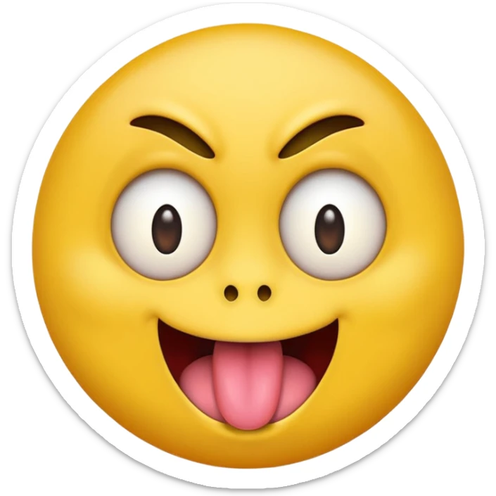 classic yellow emoji face with crazy eyes and tongue sticking out wildly sticker
