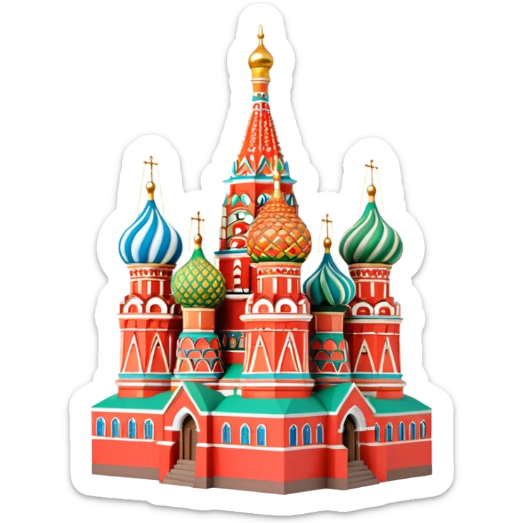 Moscow St. Basil's Cathedral in the form of a figurine souvenir sticker