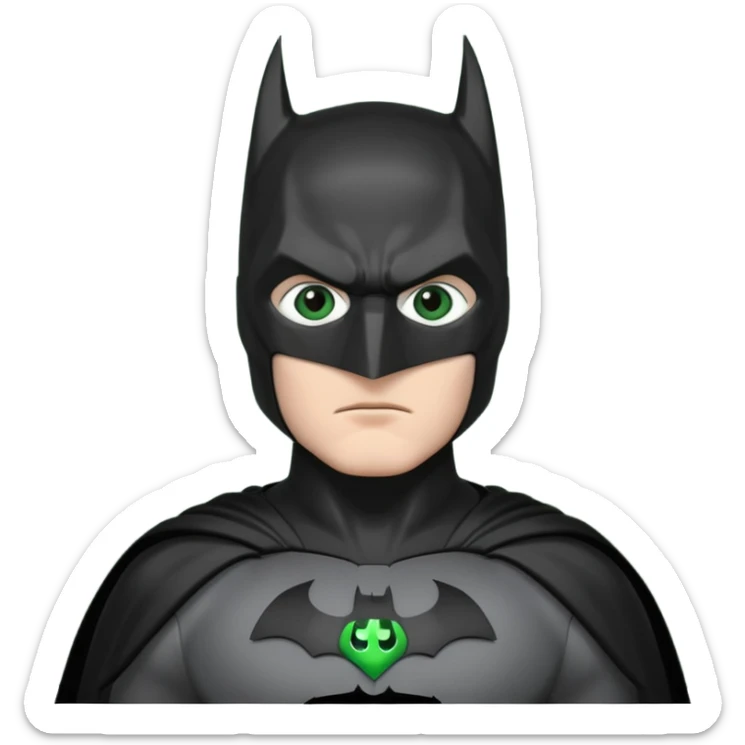 batman con el traje del caballero oscuro, solamente con los ojos verdes, el resto del traje que no sea verde sticker