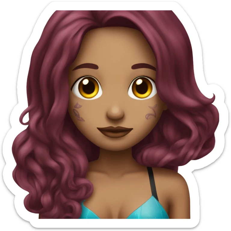 Beautiful tattooed  burgundy long haired woman swimming in a pool sticker