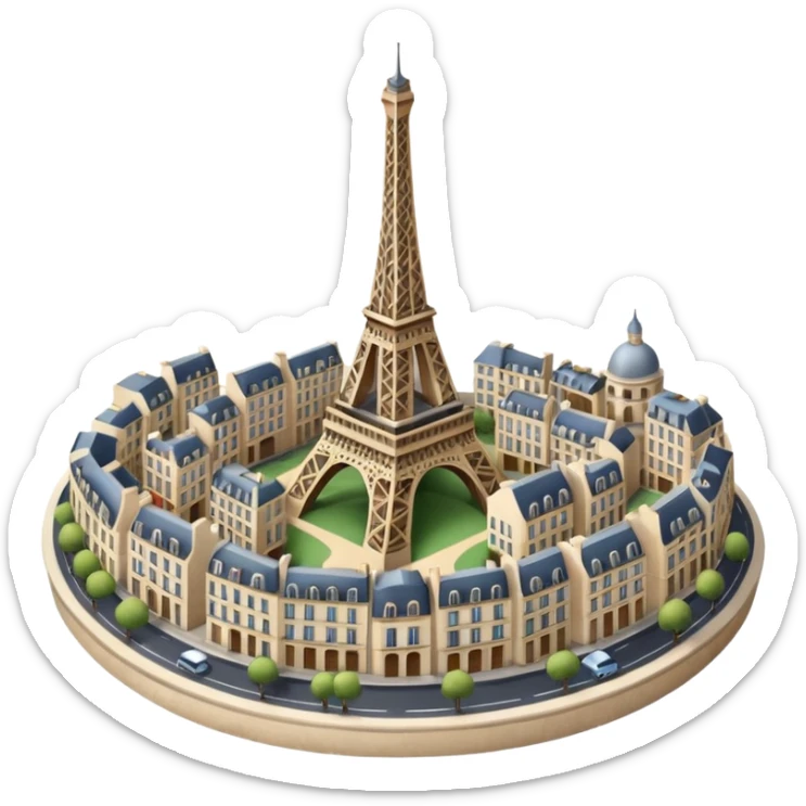 Make a full city of Paris with the Eiffel Tower in the background and some Paris buildings in front  sticker
