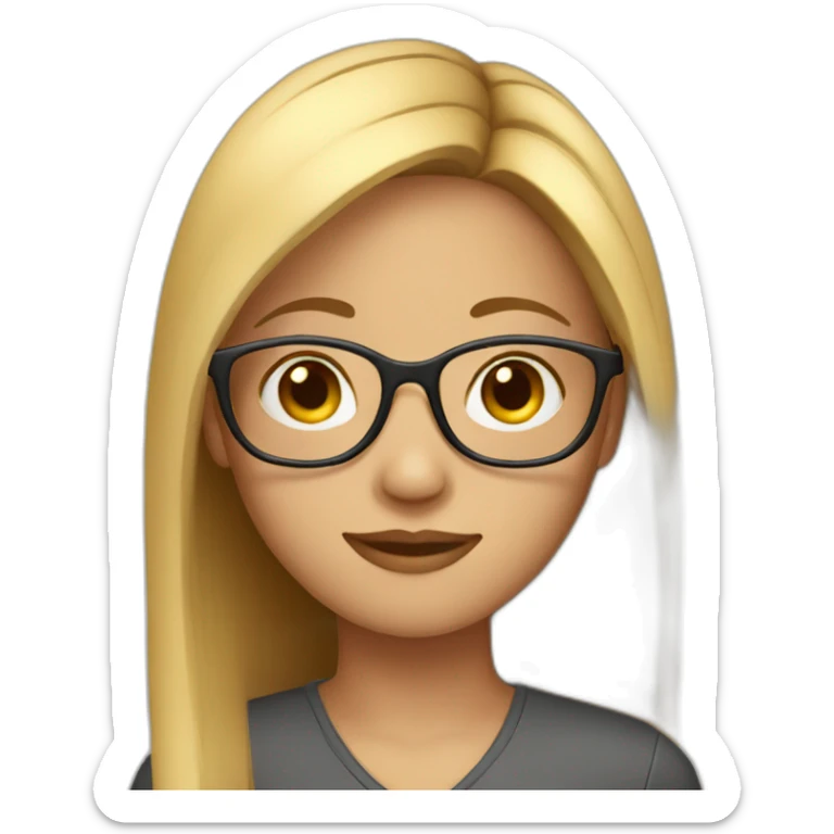 a girl with fair straight hair with glasses sticker