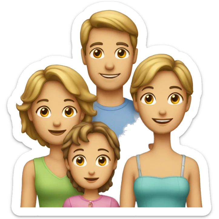 Famille 4 personne  2 filles 1 père 1 mère sticker