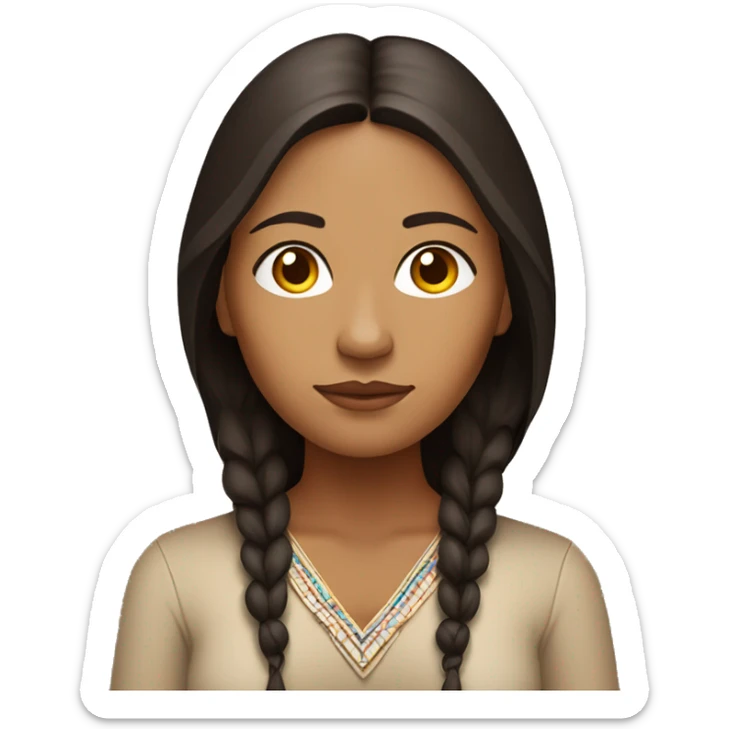 Spiritual Native american woman dark brown hair meditating  sticker
