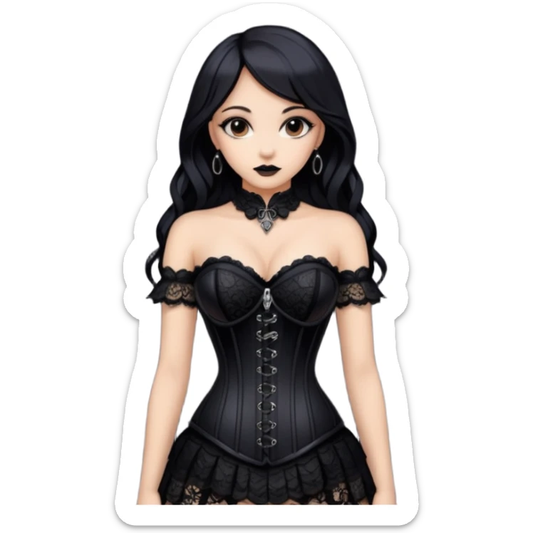 gothic lace corset black sexy lady sticker