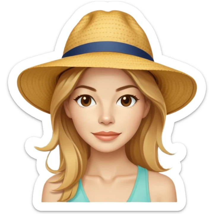 Michelle Monaghan with honey blonde hair on vacation at beach sticker