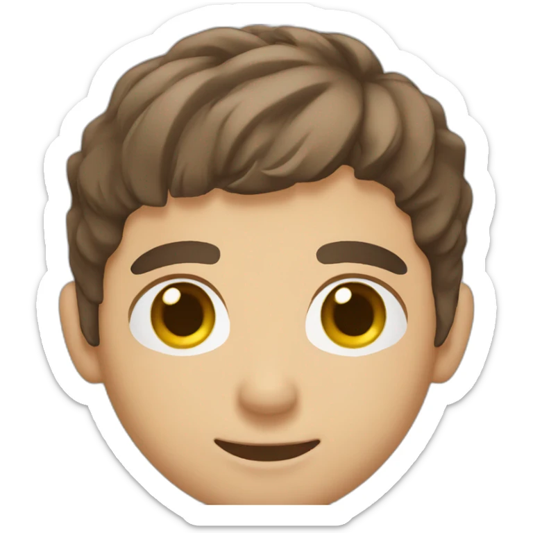 man with brown hair young face brown eyes with camera infront of his face sticker