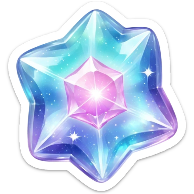 Sparkly glossy Pastel whitish iridescent glass nebula glass crystal sticker