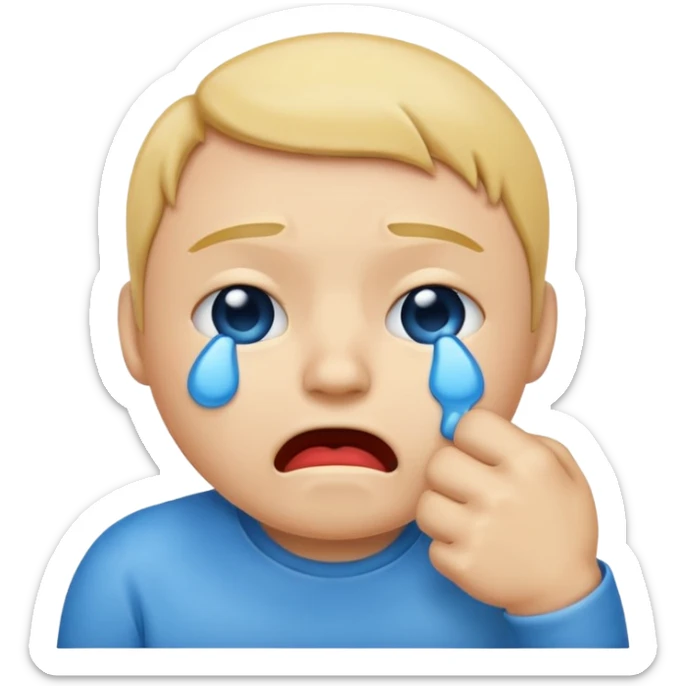Cry emoji with fist infront of mouth sticker