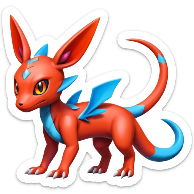 Cute Shiny Guilmon-Salandit-Umbreon-Fakémon-hybrid-creature (full body)  sticker