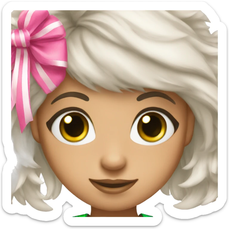 a cheerleader girl with green eyes and pink pom poms sticker