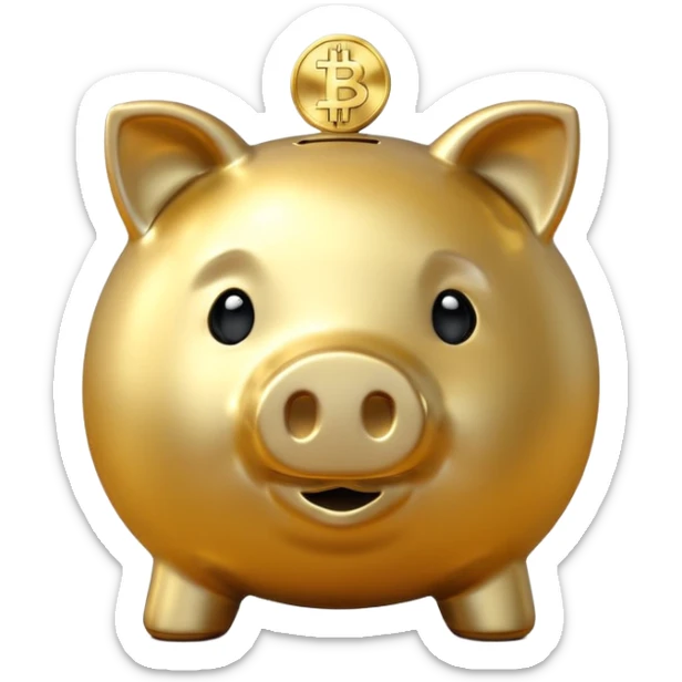 with piggybank with crypto golden piggybank sticker