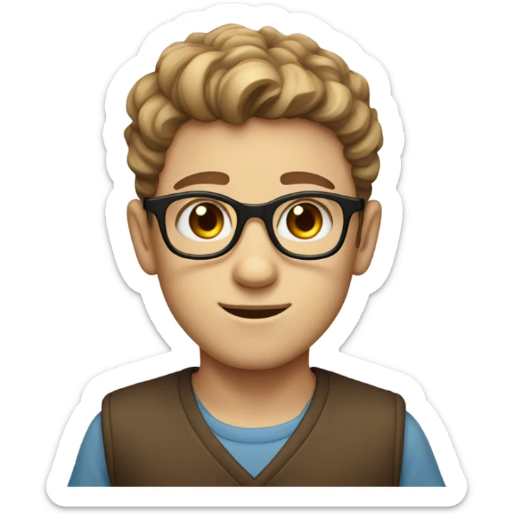 Jewish boy with sharp nose blue eyes square glasses and light brown hair  sticker