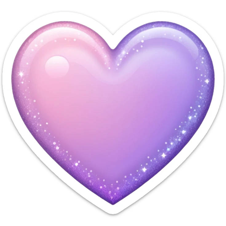 glitter heart with pastel purple to pastel pink ombre sticker