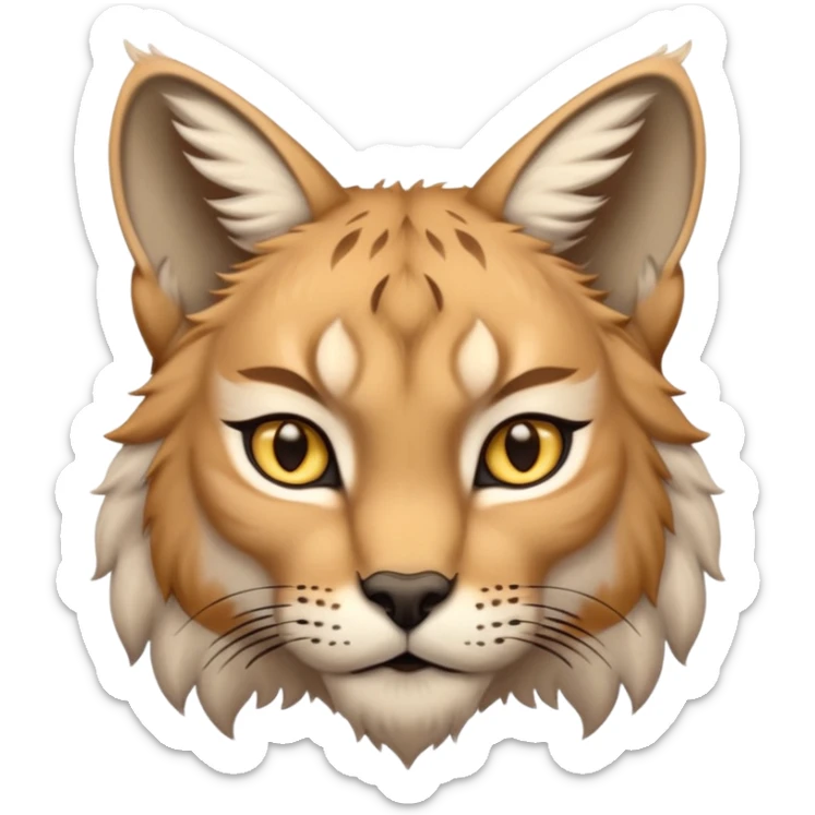 A high-resolution photo-realistic digital illustration of a majestic young lynx, chest upward  sticker