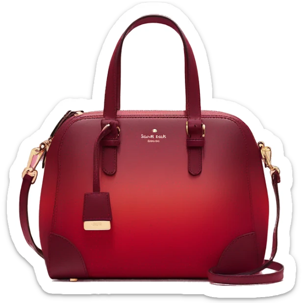 Realistic isolated dark red to candy apple red ombre kate spade satchel purse.  sticker