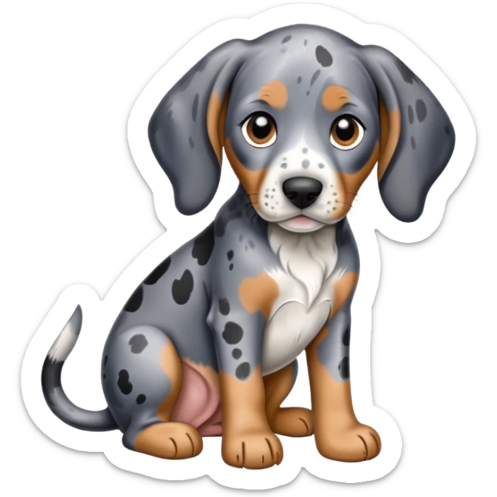 adorable sitting bluetick coonhound puppy with floppy ears and spotted coat sticker