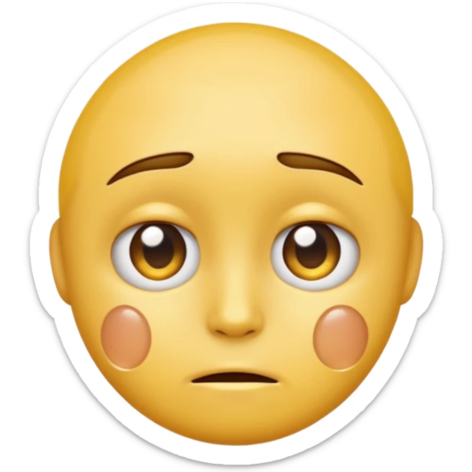 A regular yellow  skin, round face emoji looking straight at me not smilling, just staring with a tear rolling down its cheek sticker