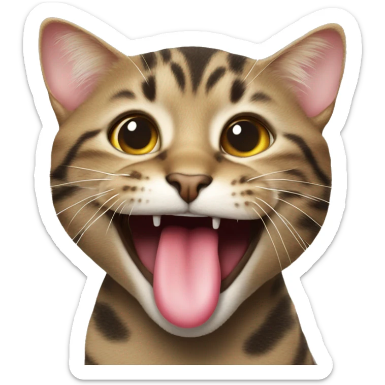 cat sticking out tongue from side of mouth happy sticker