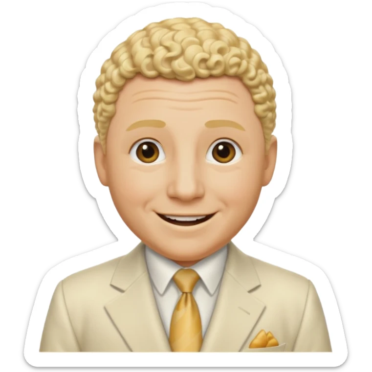 Curly Howard from the Three Stooges with blonde hair, ivory suit sticker