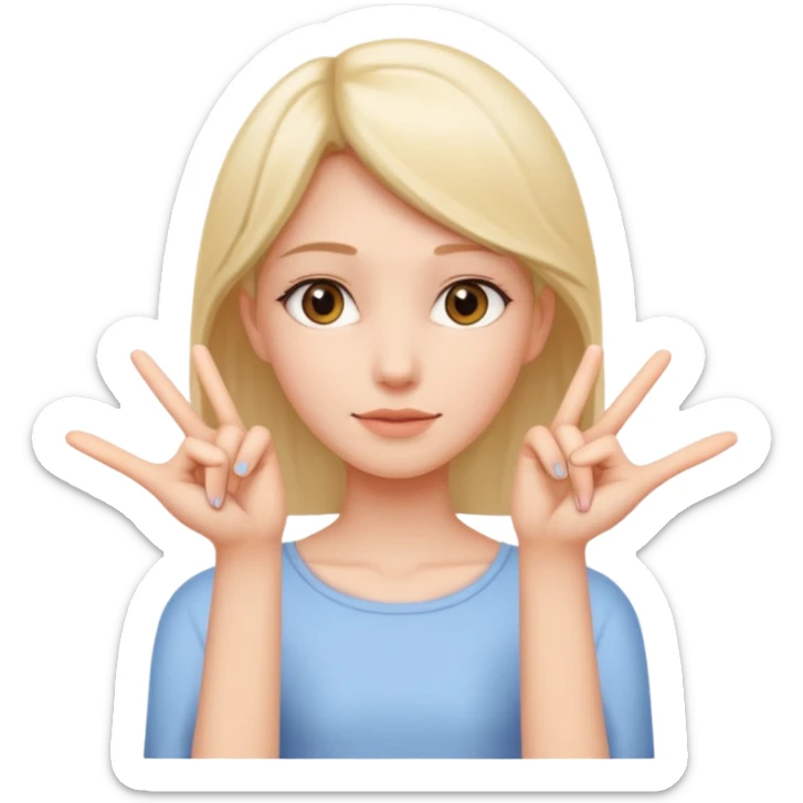 Girl with two hands in front no flowers and make them at different levels sticker