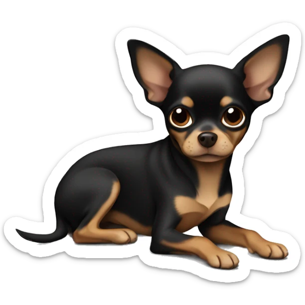 Black brown chihuahua laying sticker