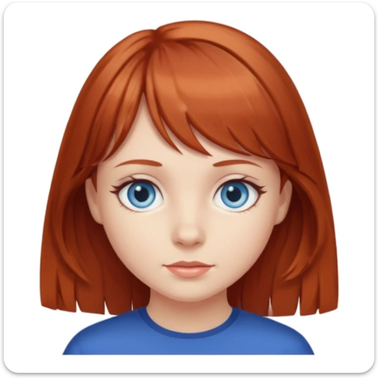 Girl with blue eyes brownish red hair and curtain bangs  sticker
