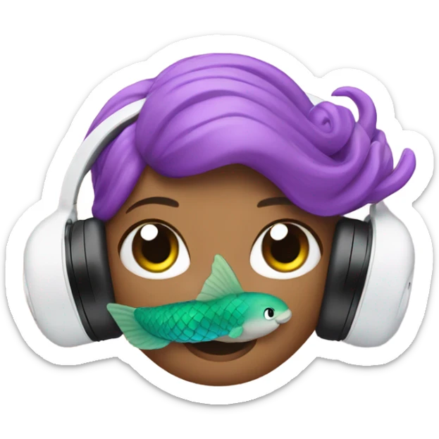 Mermaid listening to music on airpods  sticker