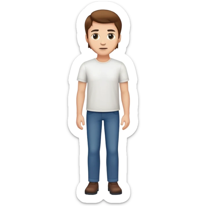 White Man standing with brown hair and white shirt full body sticker