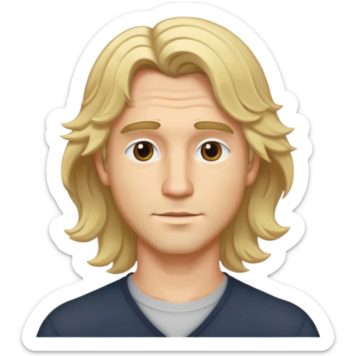 blonde male hair shoulder length wavy blonde with layered cut sticker