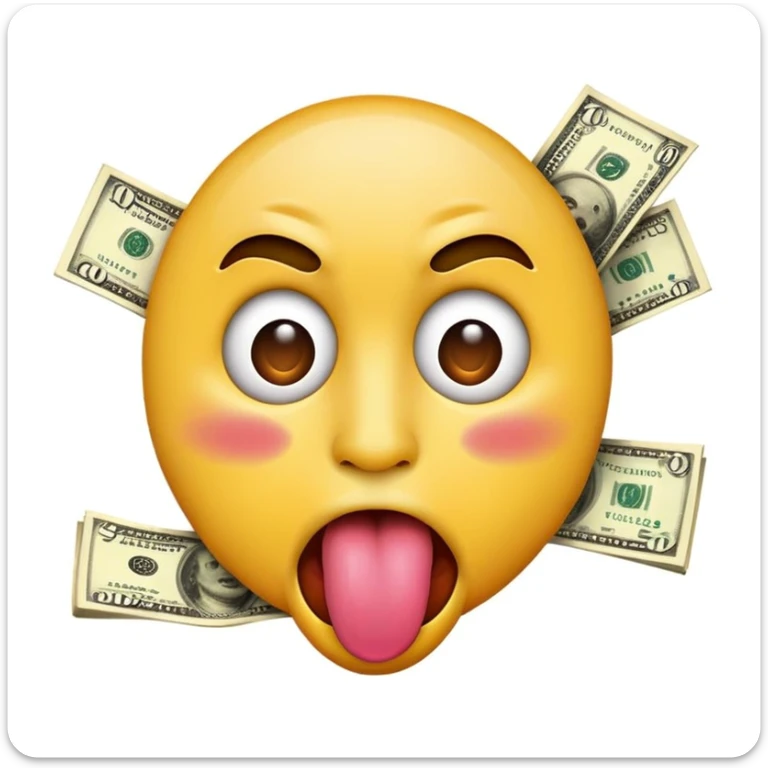 Make a money face emoji but its tongue is out and really freaky sticker