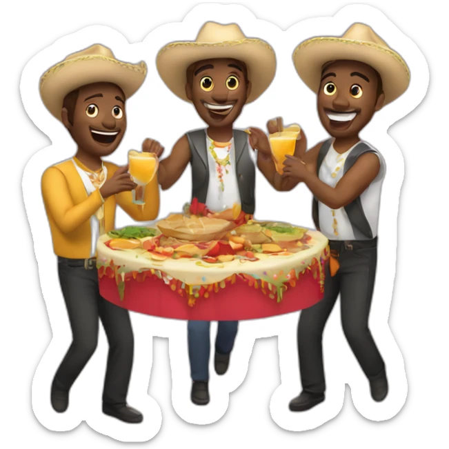 Conjunto de amigos celebrando una fiesta sticker