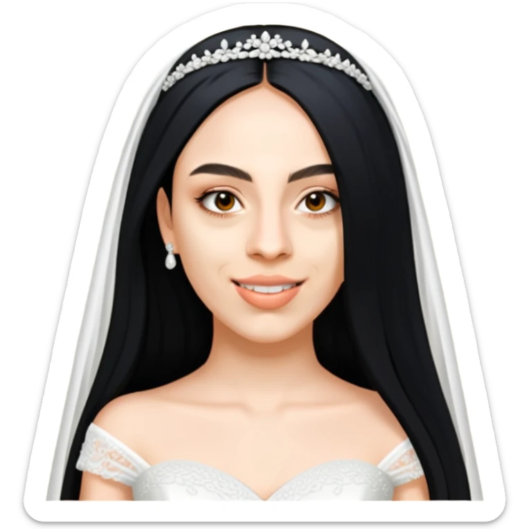 Woman with long black hair in wedding dress sticker