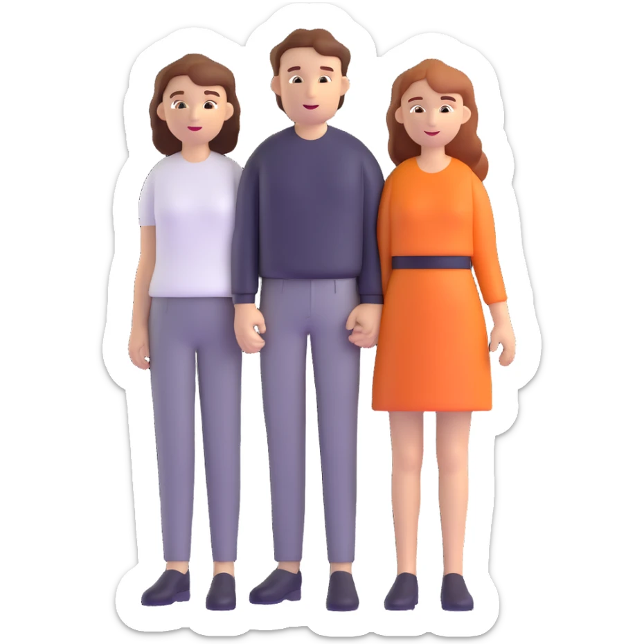 wedding couple with white man with dark brown hair and white woman with light ginger hair sticker
